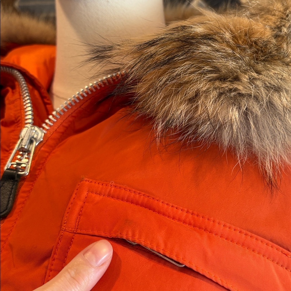 Vintage Ralph Lauren Orange Down Puffer with Coyote Fur Trim size Small *As-Is* - Picture 7 of 15